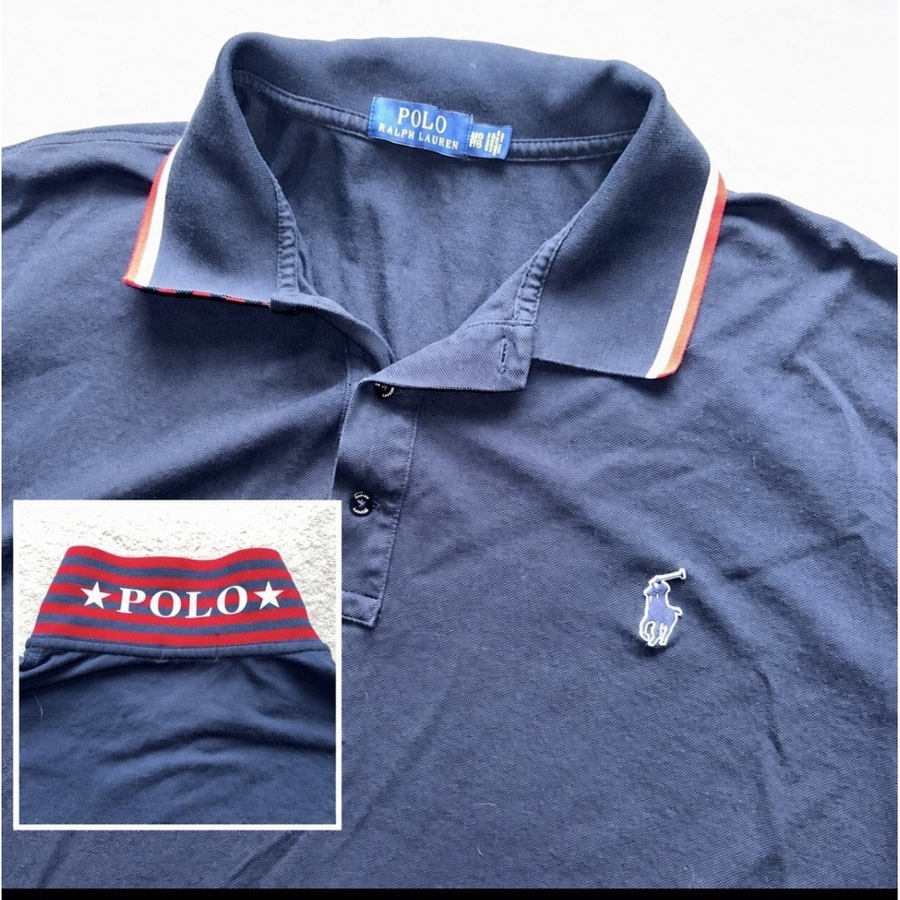 Polo Ralph Lauren Men 3XBT Blue Polo Shirt Graphic Under Collar Big Pony 3XL